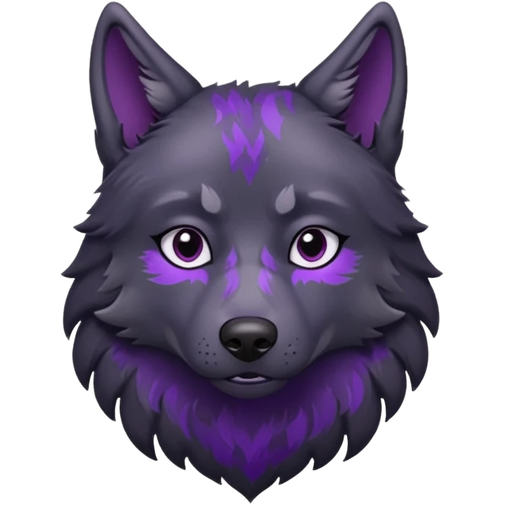 black wolf with purple pattern sad emotion emoji