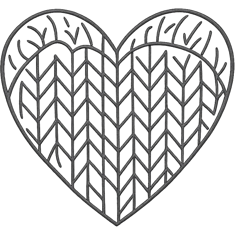 A Red knitted heart emoji