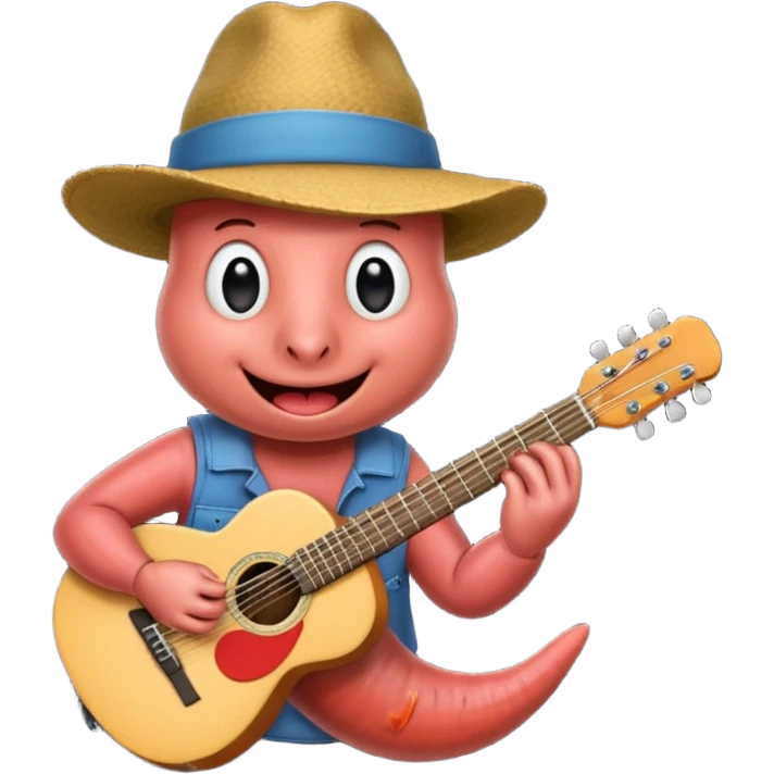 Earthworm playing guitar emoji