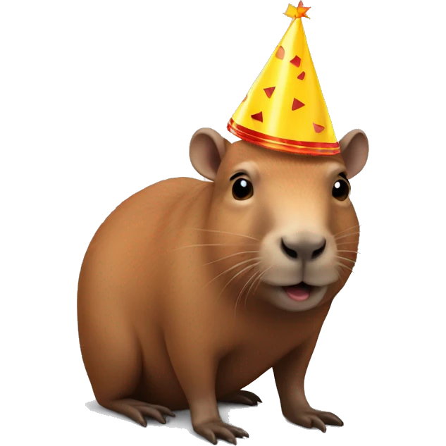 A capibara with a birthday hat emoji