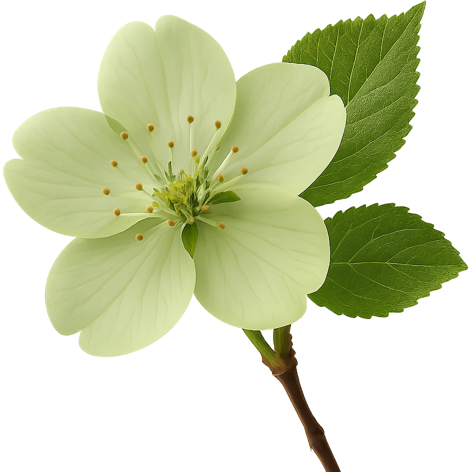 show  one green cherry blossom, remove background emoji