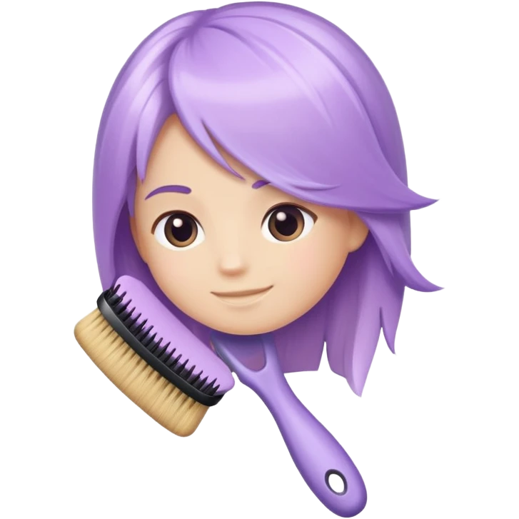 pastel purple hair brush with soft hair strands, Apple iOS style emoji emoji