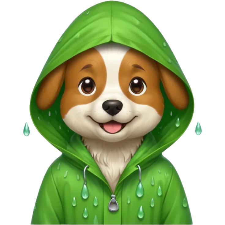 dog in green rain coat over head



 emoji