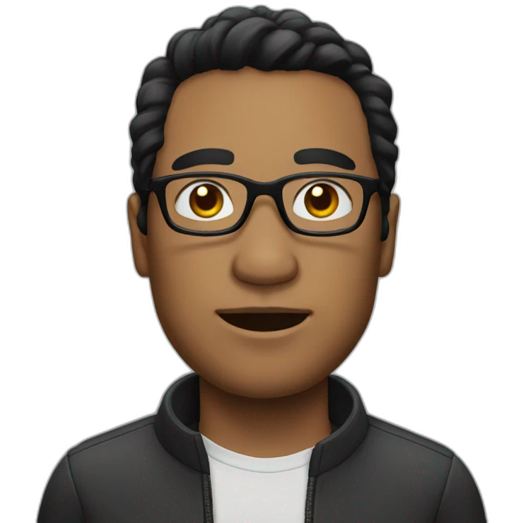man with black hair with glasses emoji