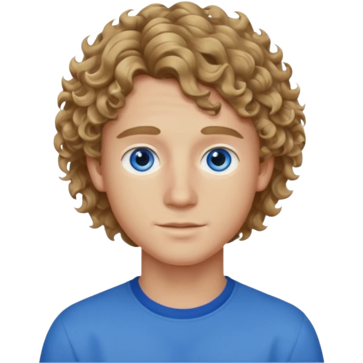 20 year old boy with wavy-curly dark blonde hair and blue eyes  emoji