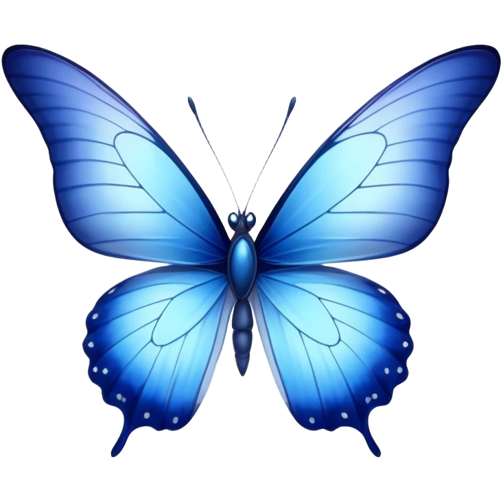 Cinematic Realistic Noble Blue Butterfly Portrait Emoji, Poised and graceful, with delicate, translucent wings rendered in vivid sapphire and indigo tones, a slender, elegant body with finely detailed textures, and gentle, reflective eyes, illuminated by soft natural light, high shine, intelligent and ethereal, styled with an air of refined natural beauty, focused and attentive, soft glowing outline, capturing the essence of a watchful and confident blue butterfly that appears to flutter out of the screen with effortless grace! emoji