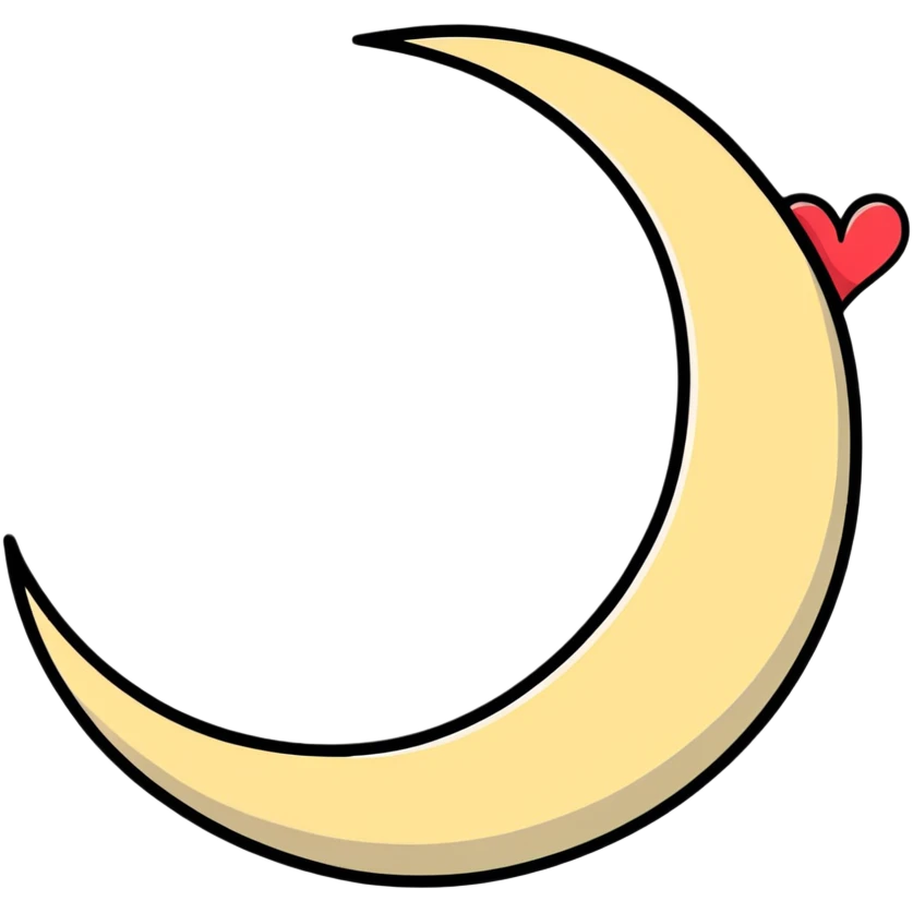 khaki crescent moon with a small heart emoji