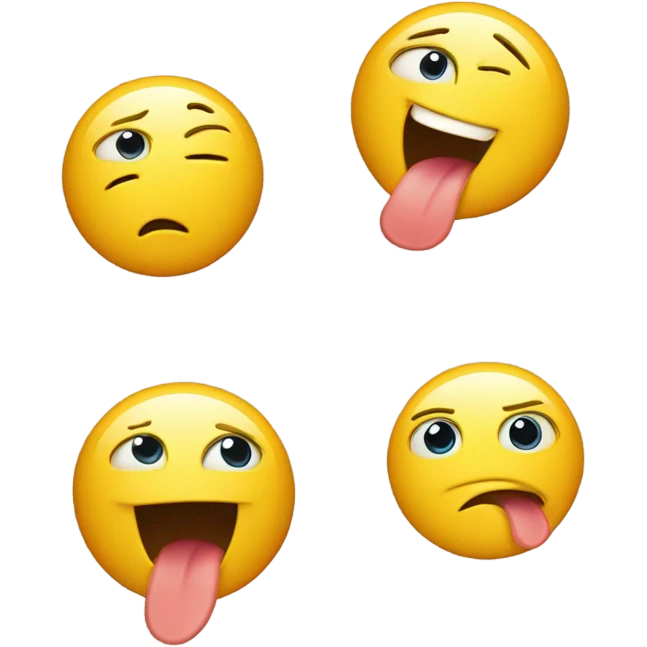Make Emoji yellow circle with tongue sticking out with excitement and eye showing pure admiration  emoji