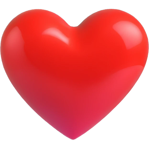 3D shiny vibrant red heart emoji