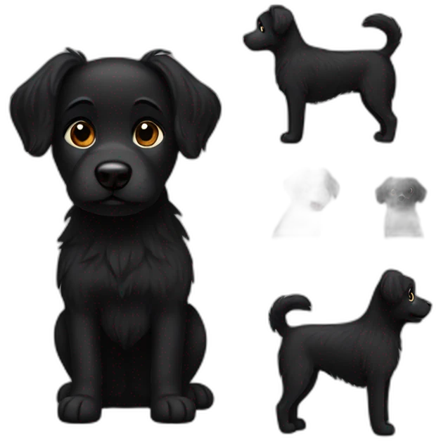 One hairy black dog female cute emoji