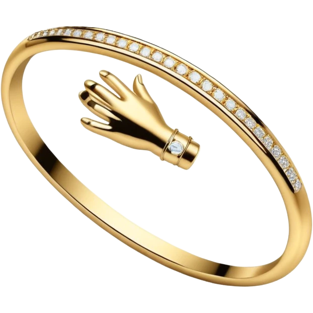 yellow gold nail-shaped bracelet, wrapped around wrist, diamond head” emoji