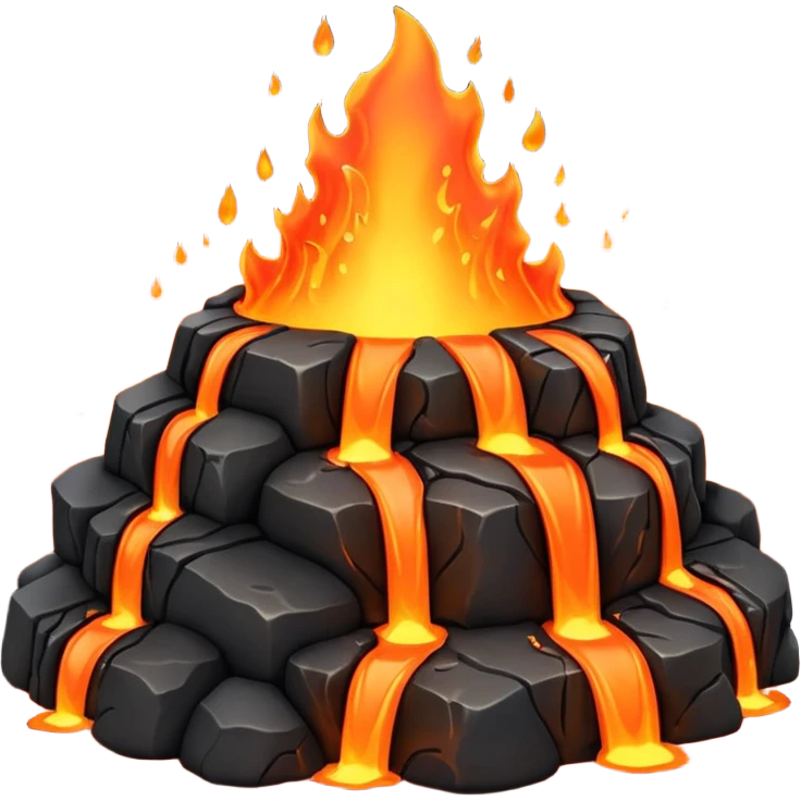 A lava flow spilling slowly over blackened rocks. emoji