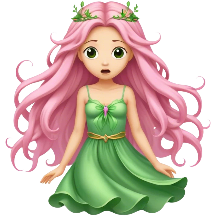 pink fairy in green dress shock emoji