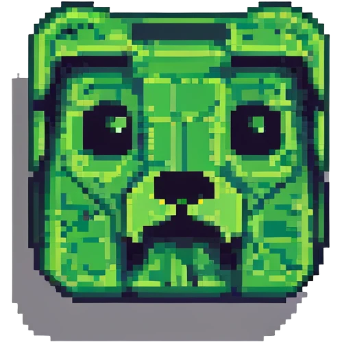 blocky minimal square pixel art Minecraft creeper face, very simple shapes emoji
