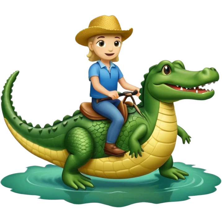 Calvy Barra riding a alligator  emoji
