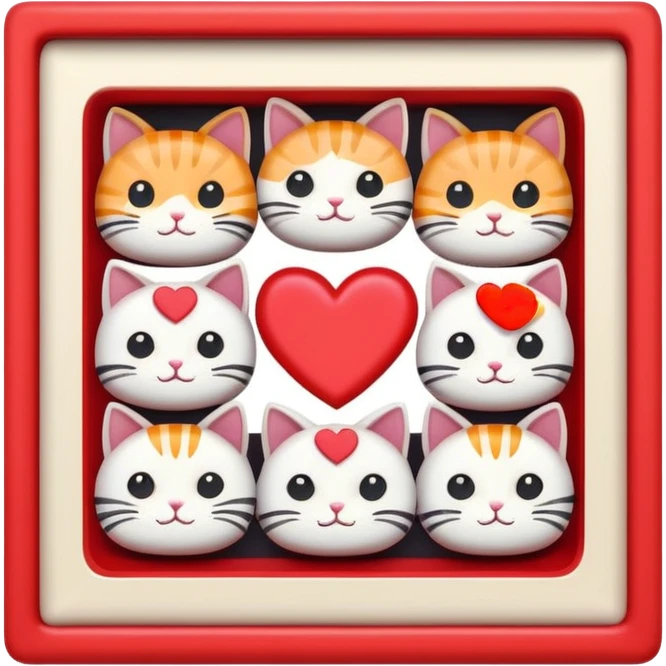 square frame with empty center, alternating cats, sushi, and hearts around the outside edge emoji