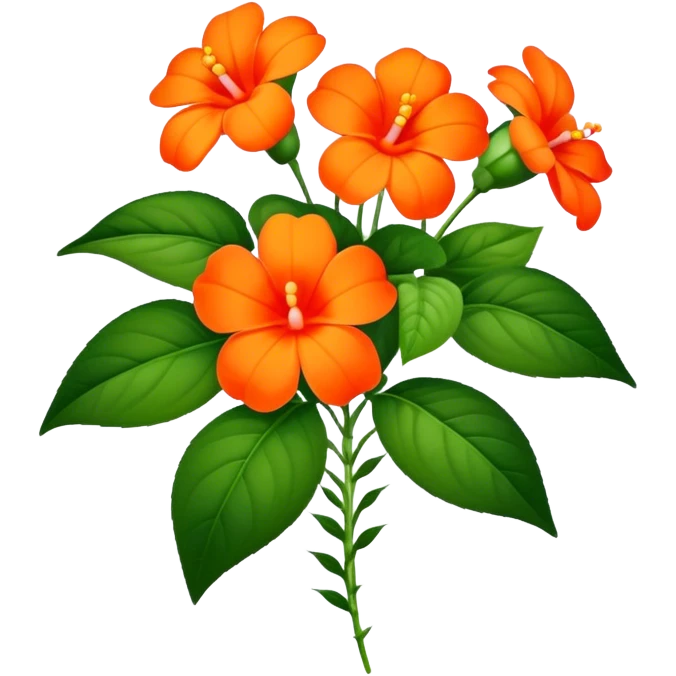 luxuriant, big bouquet Orange Impatiens, stem, leaf emoji