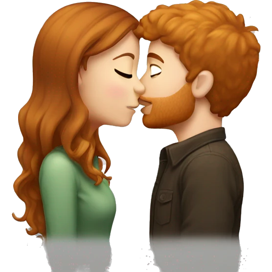 Brown hair girl kissing ginger guy emoji