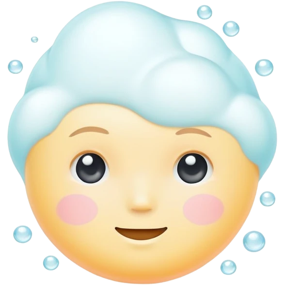 Foaming facial cleanser, minimalist, rounded, soft pastel colors, with foam bubbles emoji