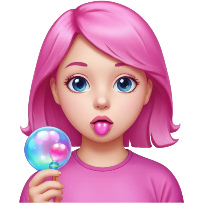 Girl blowing bubble gum emoji