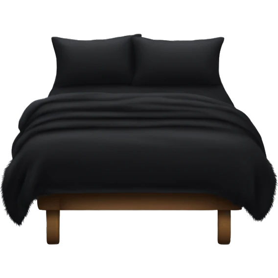 Black bed with black fluffy blanket and black pillows  emoji