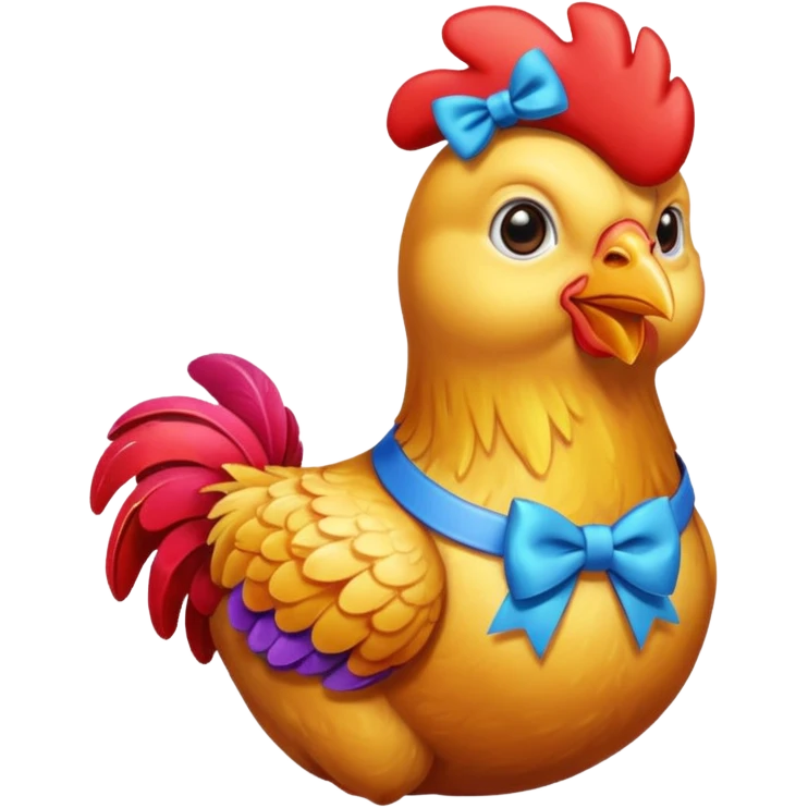 Chicken jockey wearing a bow emoji
