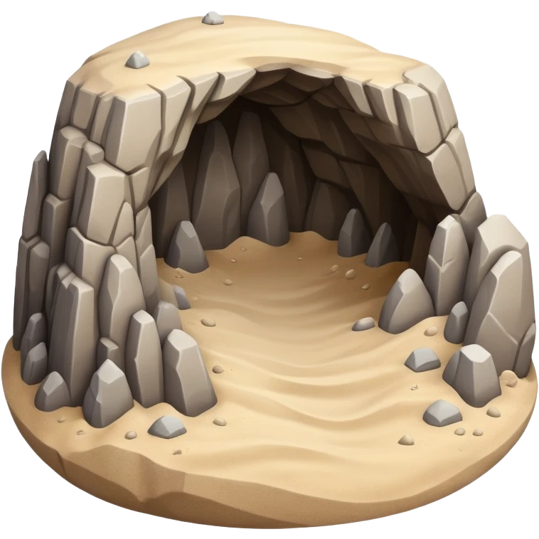 generate realistic detailed cave in 3d style with sand  emoji