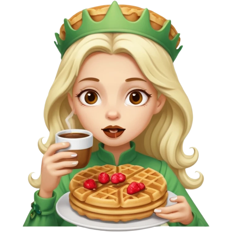 Waffles and coffee addict mad elf princess  emoji