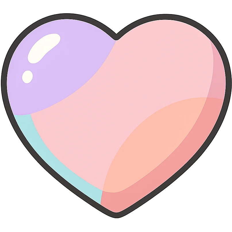 plump rounded heart, icon-color-outlined style, no stripes or decoration, only shape, detailed shadows and highlights, thin clean contours, soft rounded shapes, pastel palette #98B5BC, #B5B3C1, #C9A3C9, #E4C0CA, #F7DCD1, #F7C0AA, modern Japanese pop art and sticker aesthetic, soft lighting, transparent background emoji