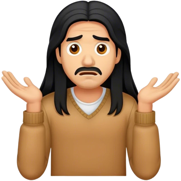Scared caramel brown Latino man with long black hair emoji