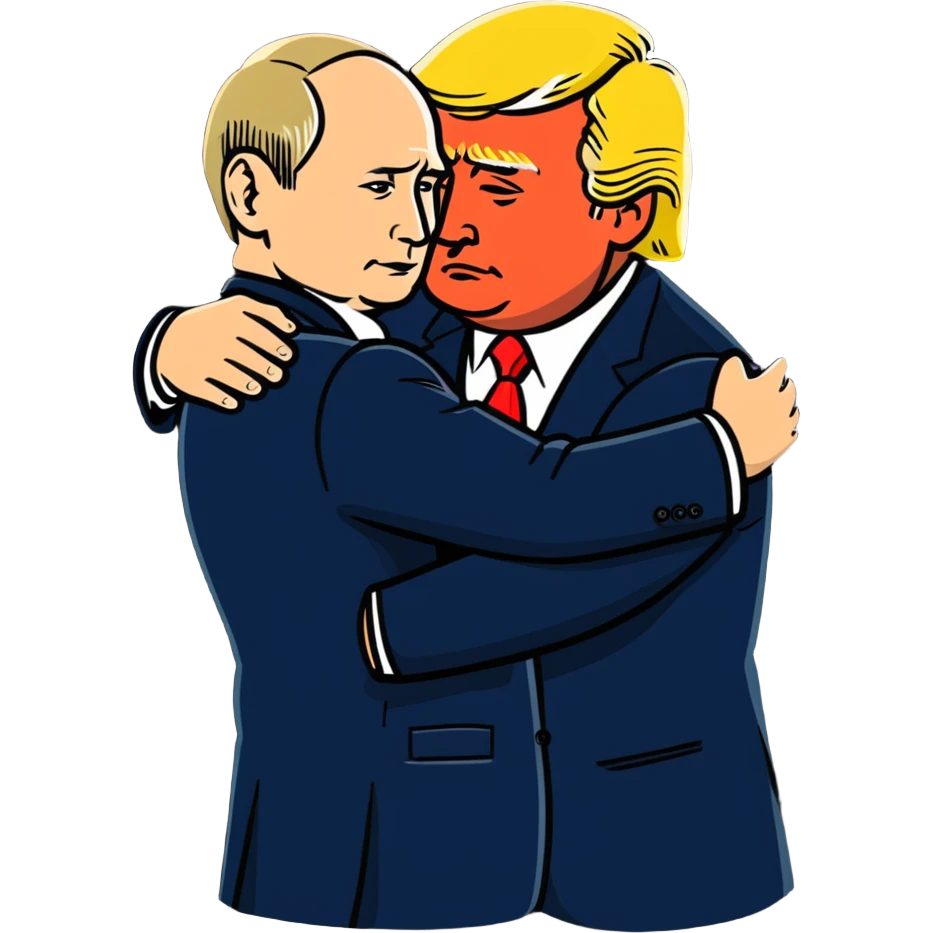 Putin and Trump hugging emoji