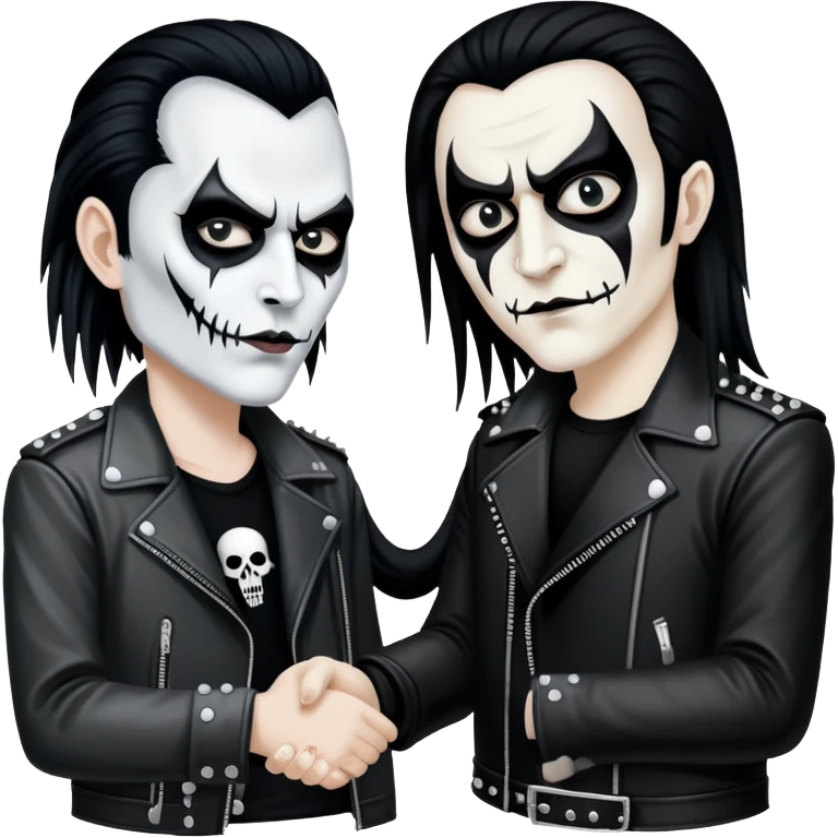 A black metal artist and an ordinary rock musician shake hands emoji