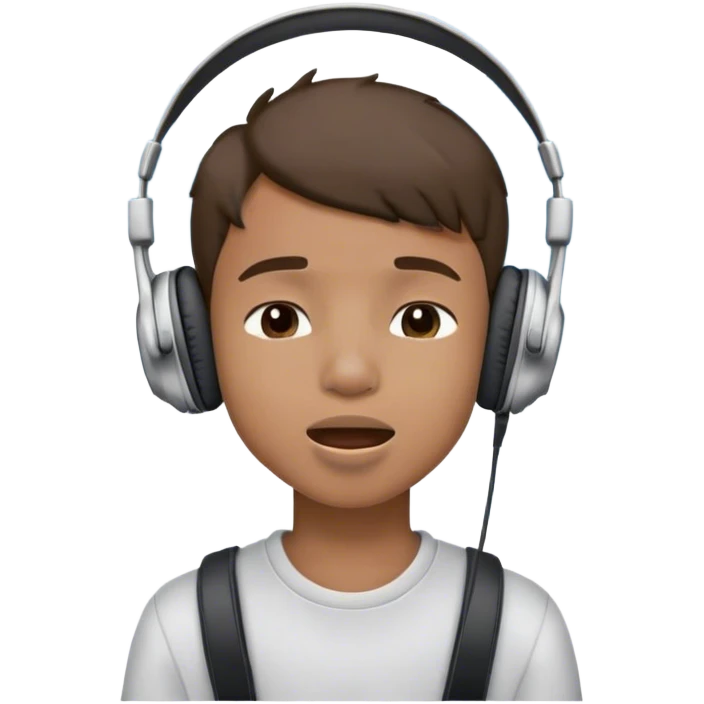 boy with headphones under sky mouth closed emoji