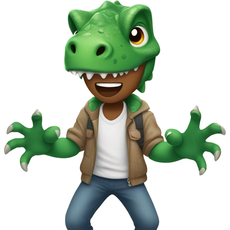 Boy with dinosaur paws emoji