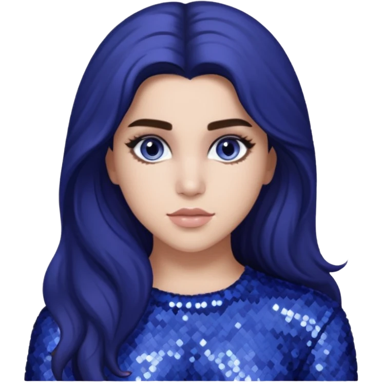 Lauren Jauregui from Fifth Harmony with long dark brown hair, periwinkle sequin outfit emoji