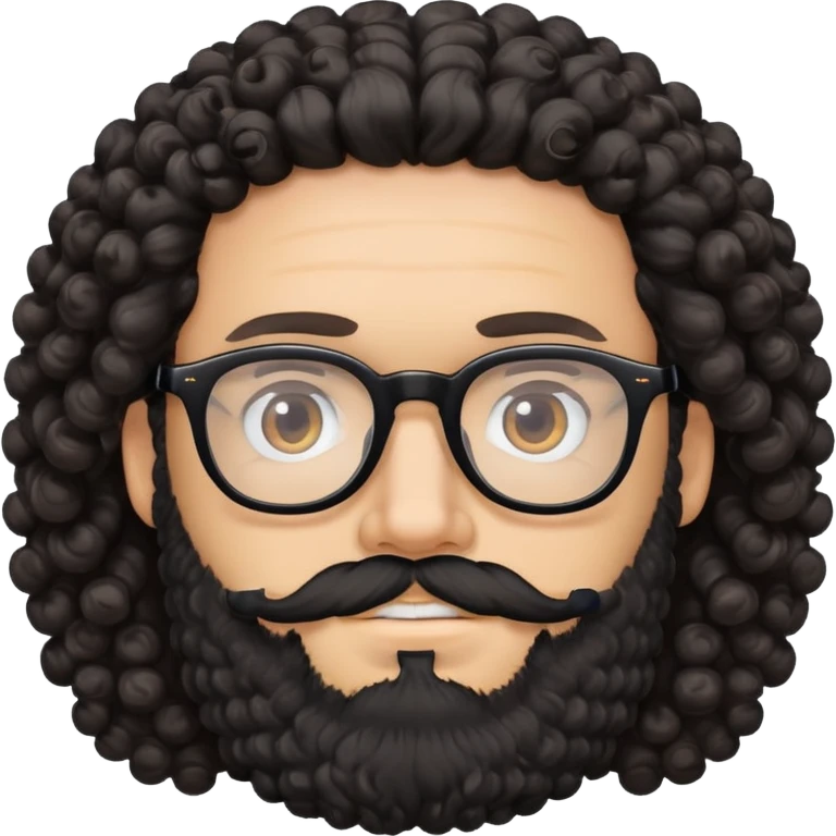 White man with black beard and curly hair and glasses emoji