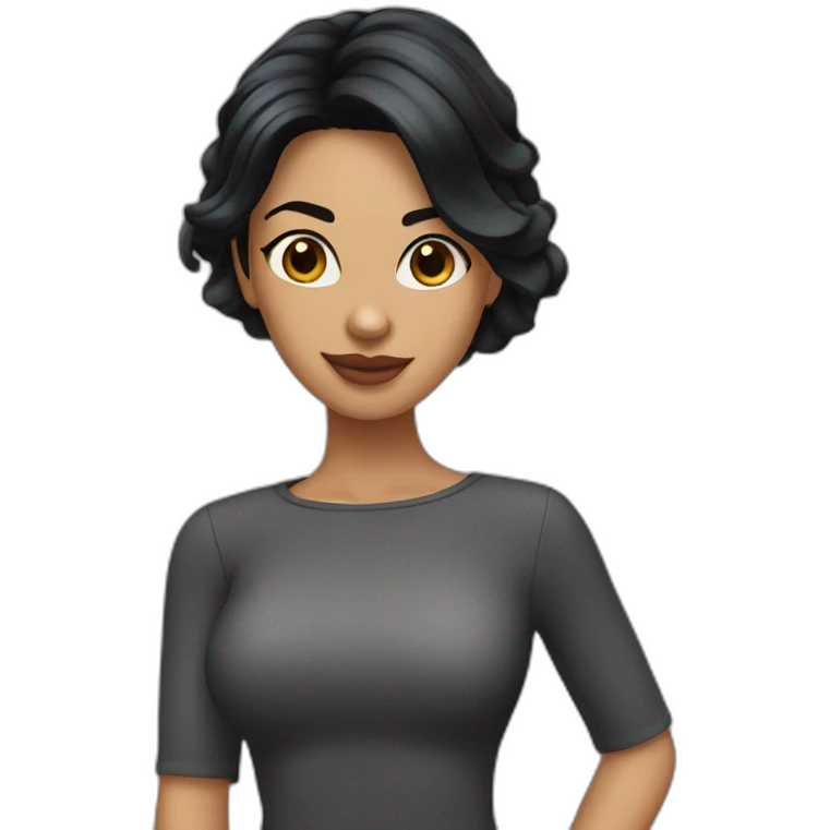 Latina with wolfcut midlong black hair emoji
