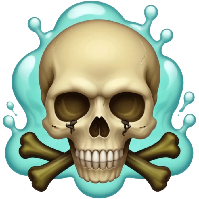 a poisonous cloud of gas, dark swamp color, with an image of a skull and two crossed bones behind the skull emoji