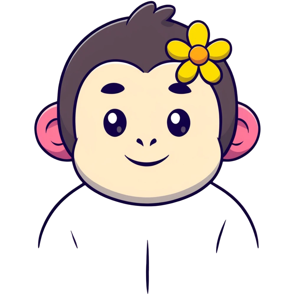cute girl ape face with flower emoji