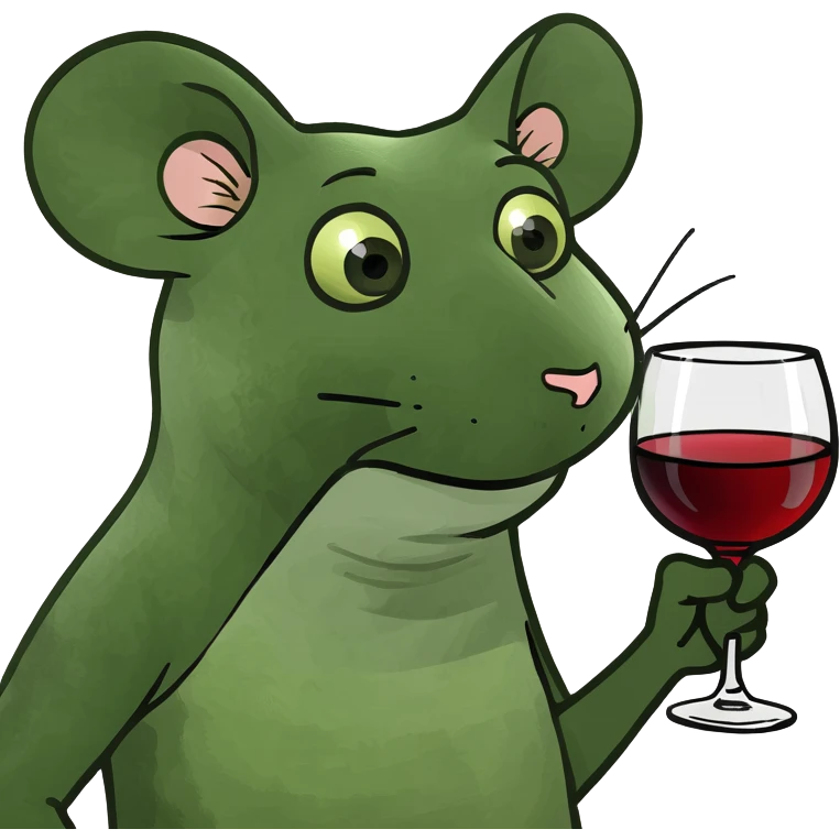 mouse with glass of vine emoji