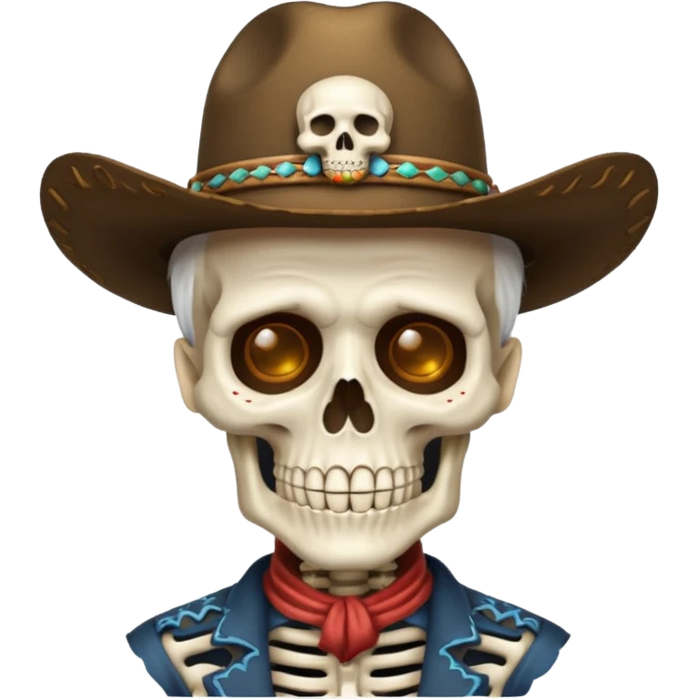 Abuelito esqueleto vestido de vaquero en día de los muertos  emoji