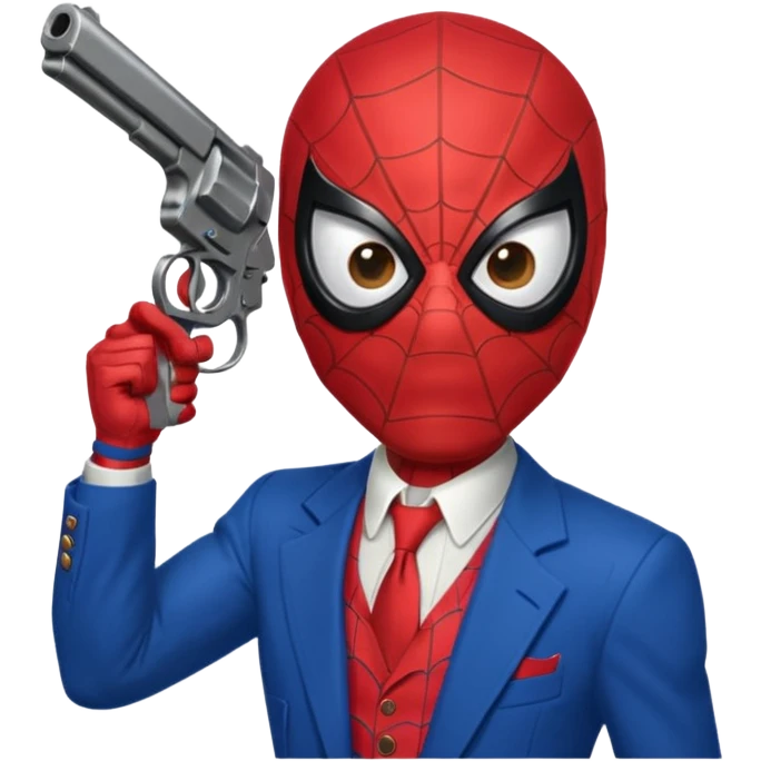 spiderman putting a pistol barrel in  emoji