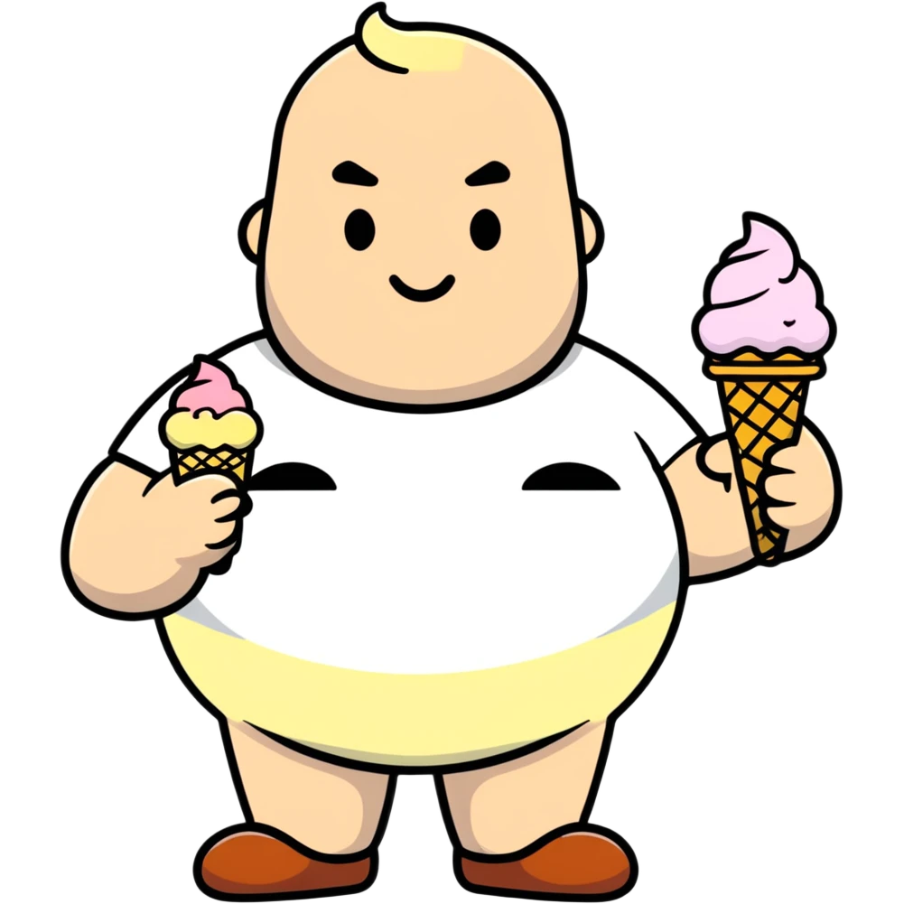 fat man with ice cream, inspired by Lilo and Stitch emoji