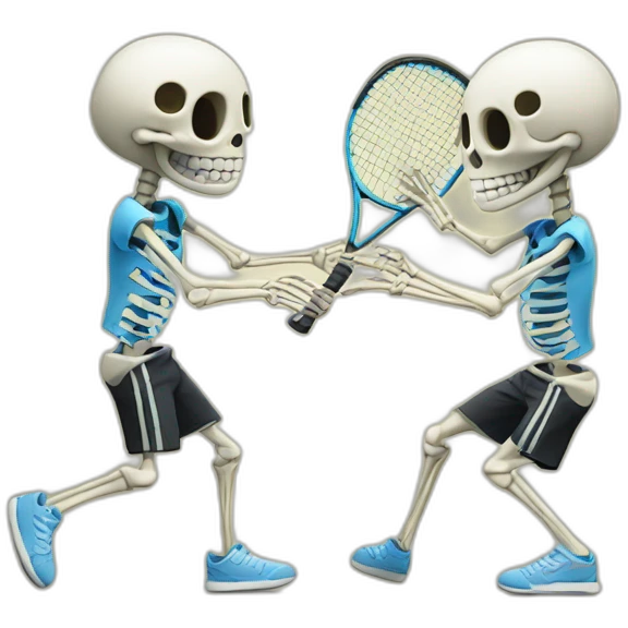two-skeletons -playing-tennis emoji