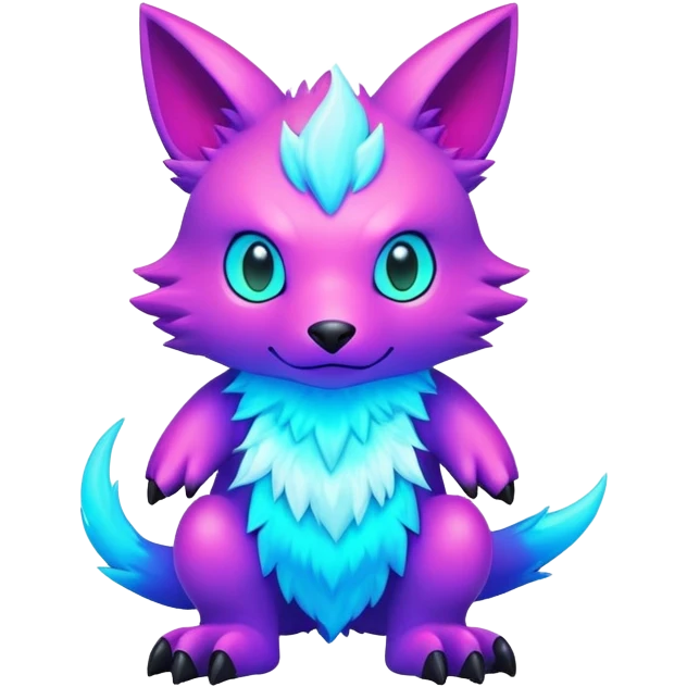 Modern lush warm-colored neon-colored Digimon-Fionbri-creature emoji