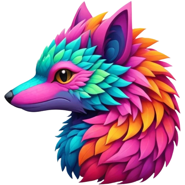 Tropical lush warm-colored modern colorful neon-colored Fakémon-Trico-creature emoji