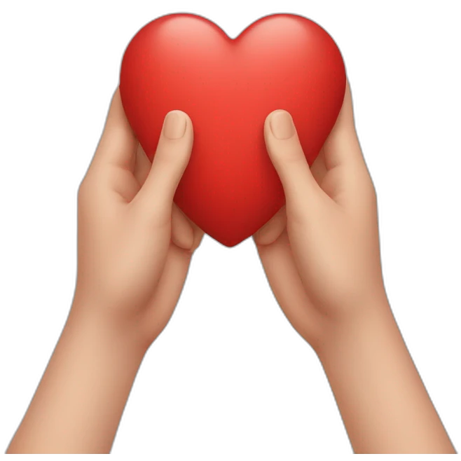 Red Heart between hands emoji