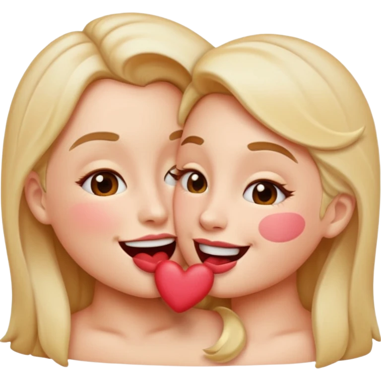 A smooch kiss with a bite on a another emoji's lip emoji