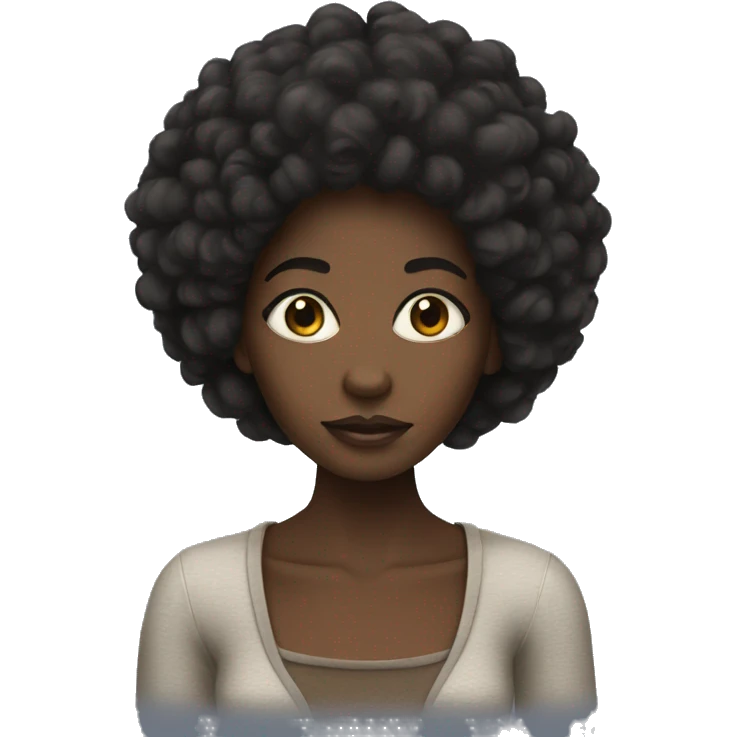 black skin girl with afro and allons eyes emoji