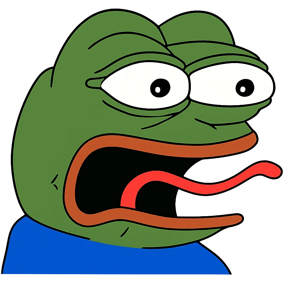 surprised Пэпэ meme with wide eyes and open mouth emoji